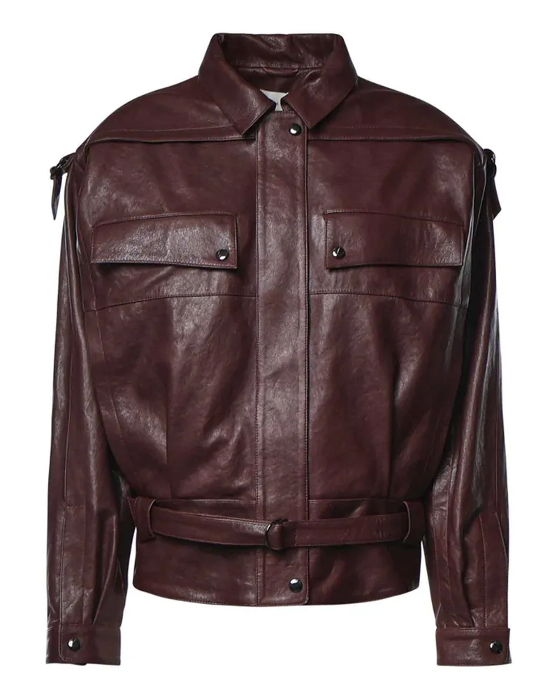 Magda Butrym Lederjacke - Bordeaux Dunkelrot