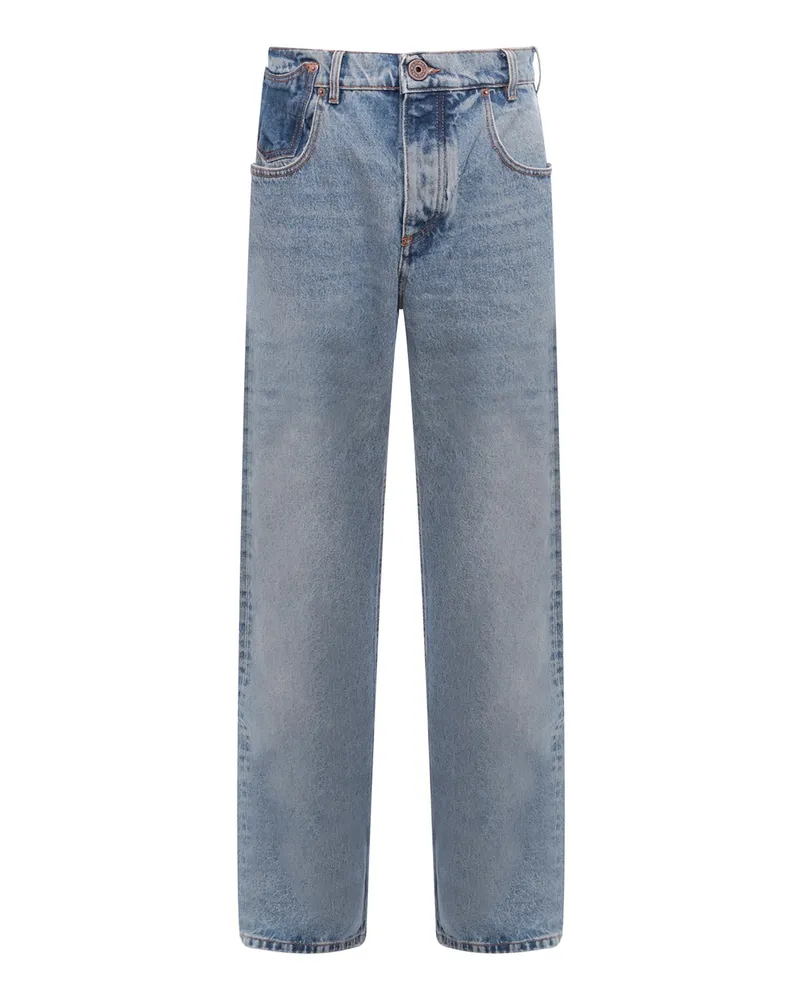 Balmain Straight Leg Jeans - Blau Blau