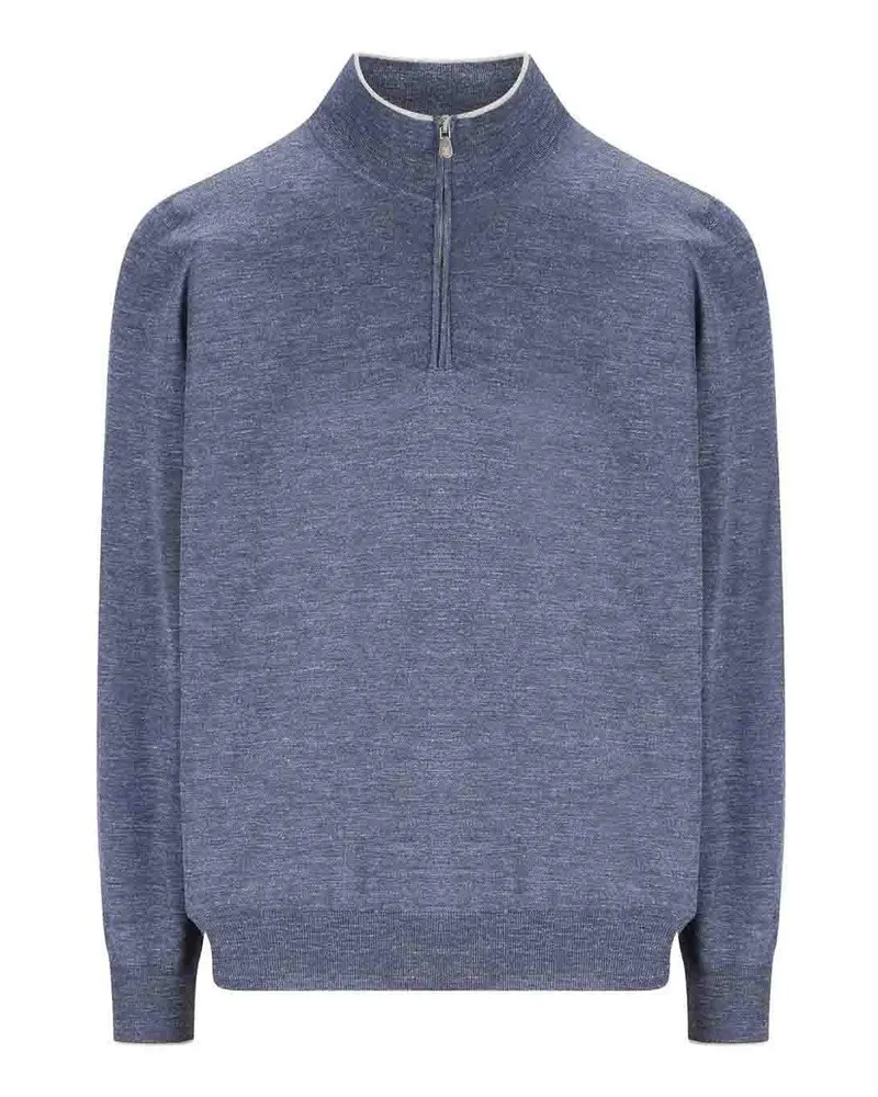 Brunello Cucinelli Rundhalspullover - Helles Jeansblau Helles