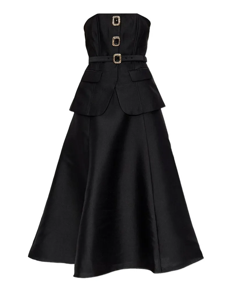 Self-Portrait Knielanges Kleid - Schwarz Schwarz