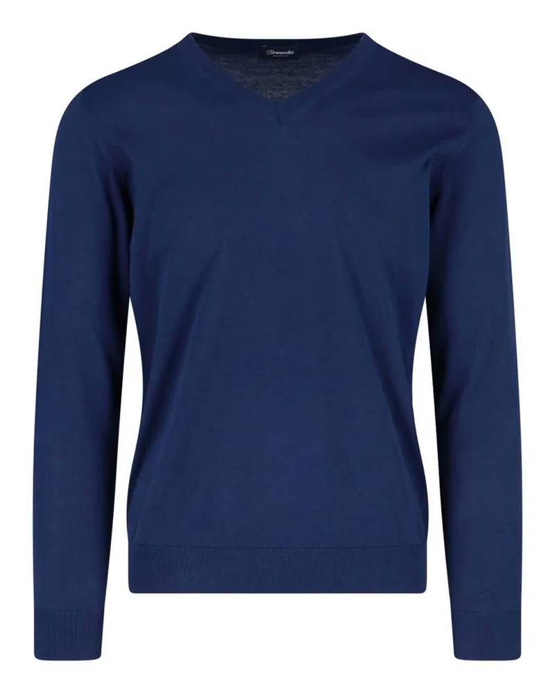 Drumohr  V-Pullover - Blau Blau