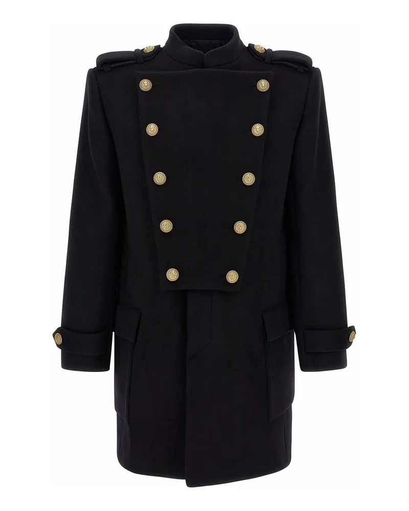 Balmain Kurzer Mantel - Schwarz Schwarz