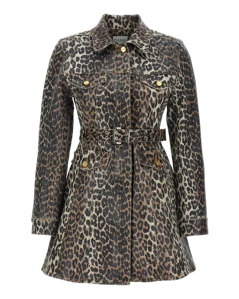 Ganni Kurzes Kleid - Bunt Animal