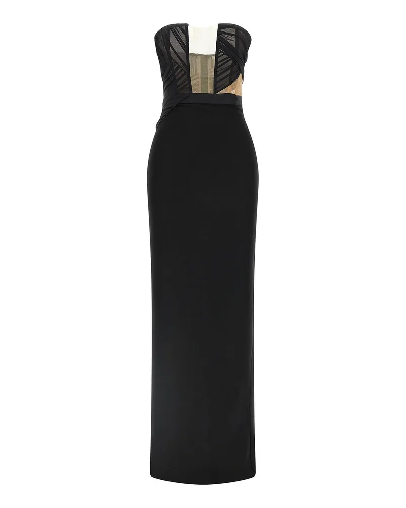 Nensi Dojaka Knielanges Kleid - Schwarz Schwarz