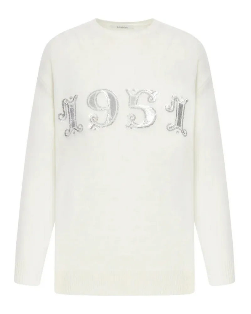 Max Mara Rundhalspullover - Weiß Weiß