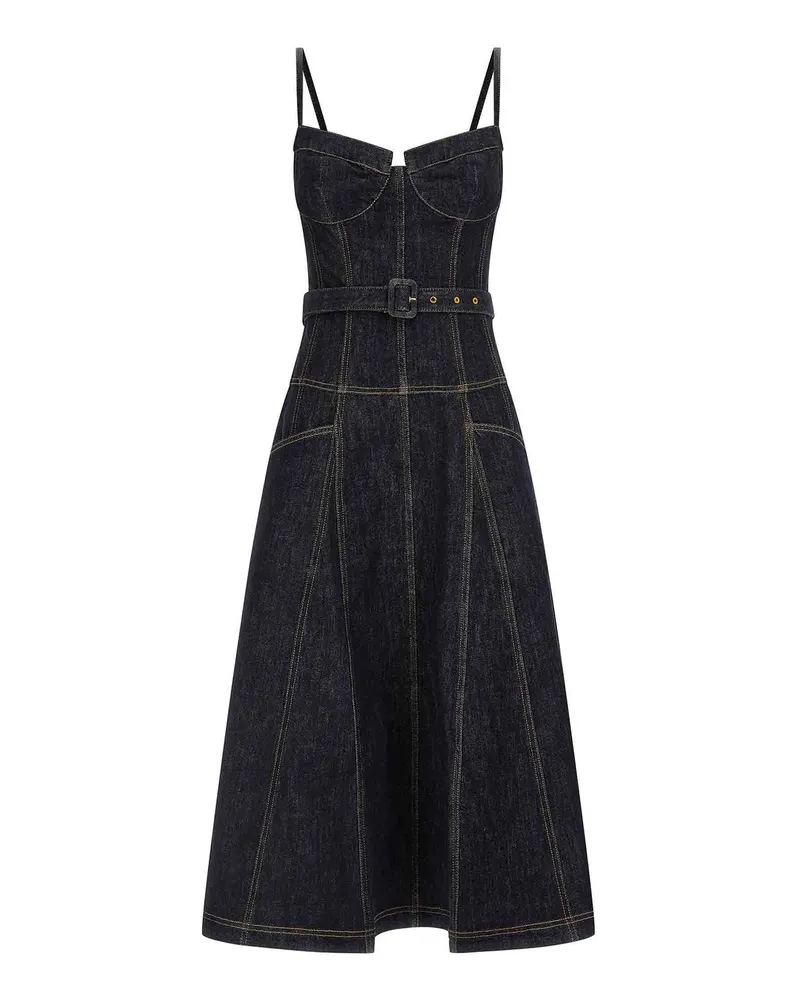 Self-Portrait Knielanges Kleid - Blau Blau