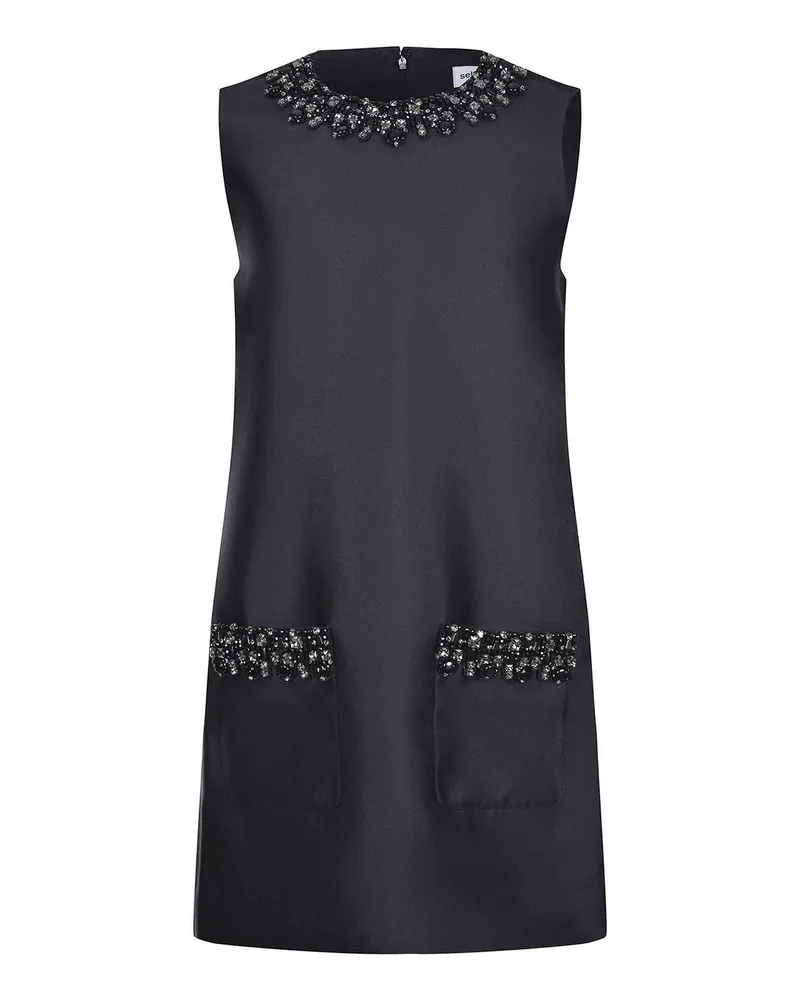 Self-Portrait Knielanges Kleid - Schwarz Schwarz