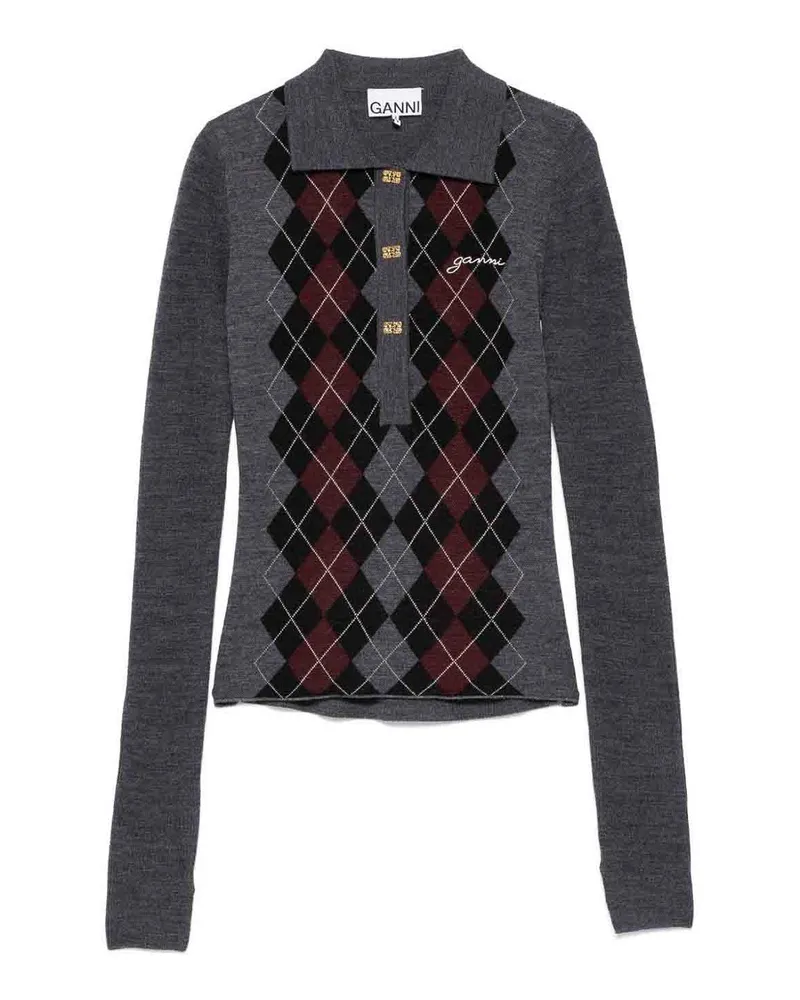 Ganni Poloshirt - Grau Grau