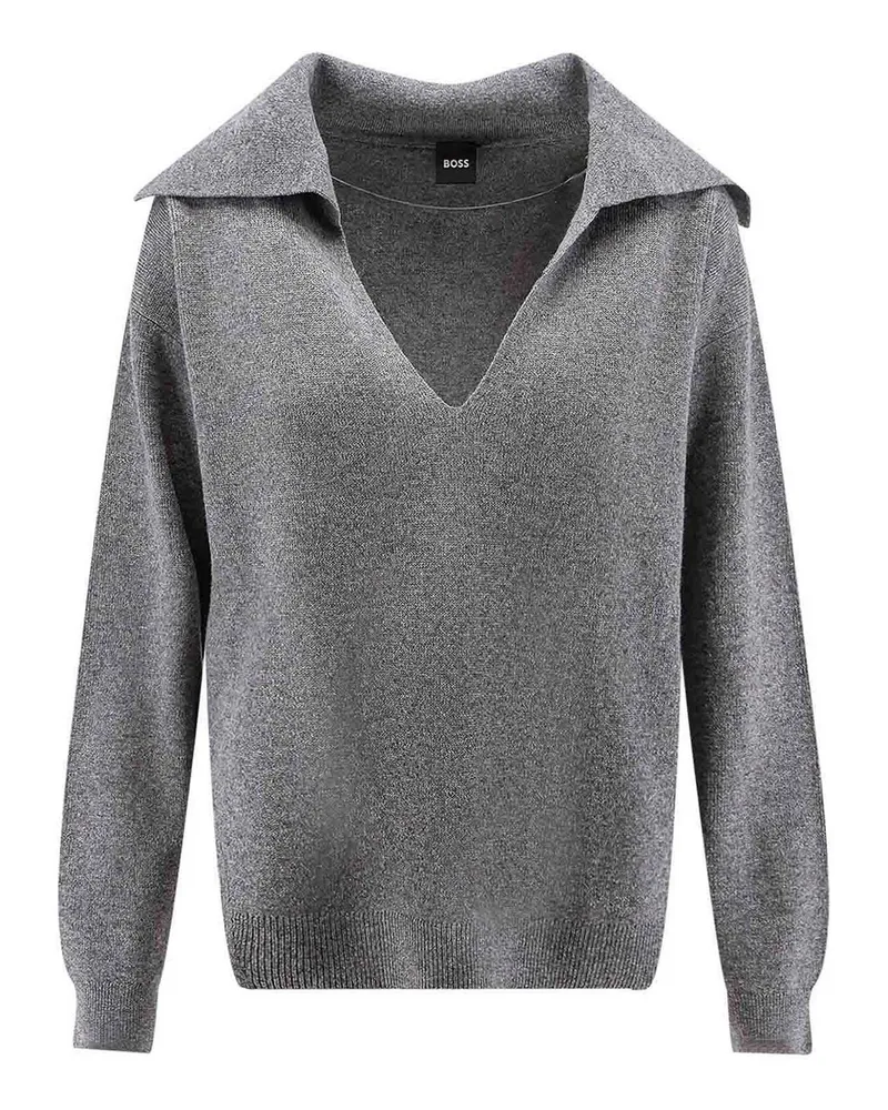 HUGO BOSS Rundhalspullover - Grau Grau