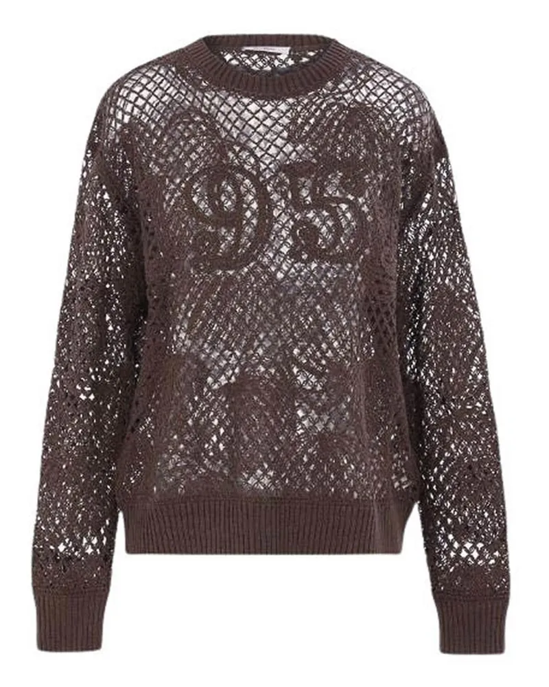 Max Mara Rundhalspullover - Braun Braun
