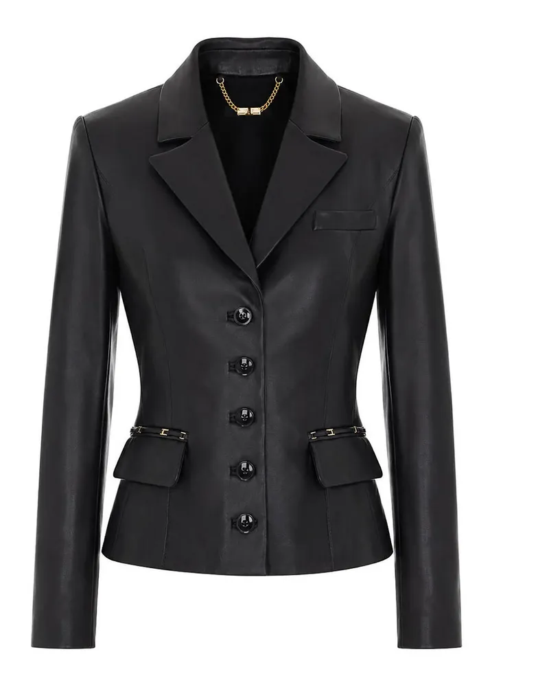 Elisabetta Franchi Lederjacke - Schwarz Schwarz