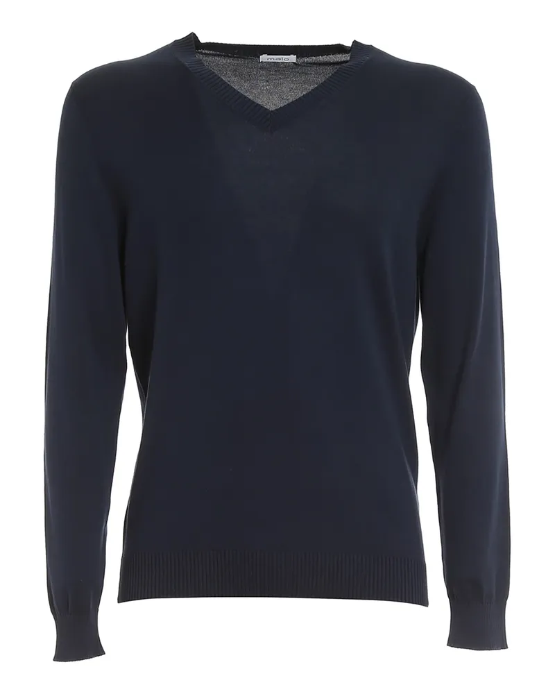 Malo V-Pullover - Blau Blau