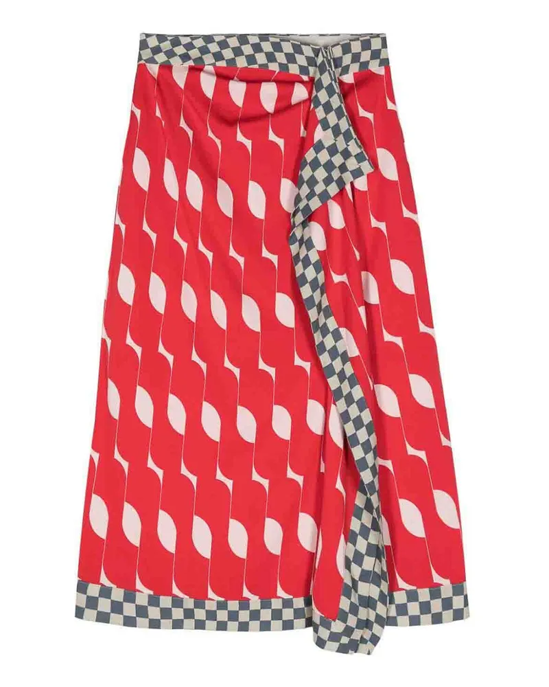 Dries van Noten Midirock - Weiß Rot