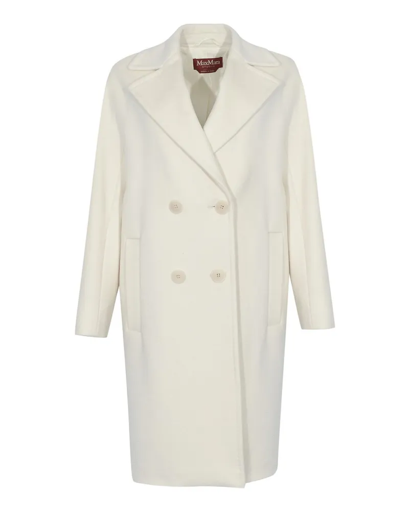 Max Mara Knielanger Mantel - Weiß Weiß