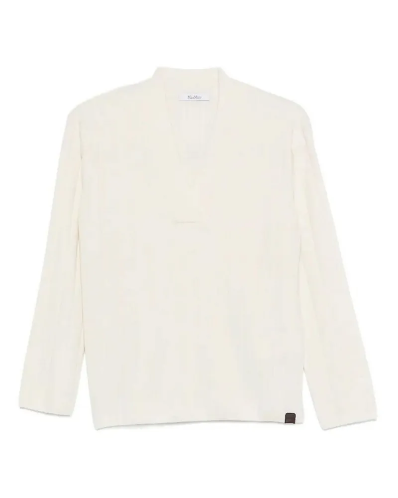 Max Mara Rundhalspullover - Weiß Weiß
