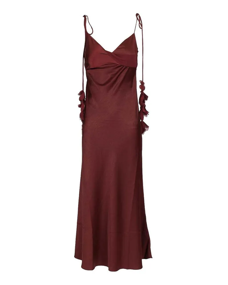 Self-Portrait Knielanges Kleid - Dunkelrot Dunkelrot