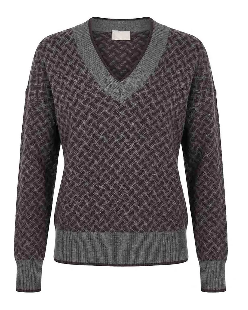 Drumohr  V-Pullover - Grau Grau