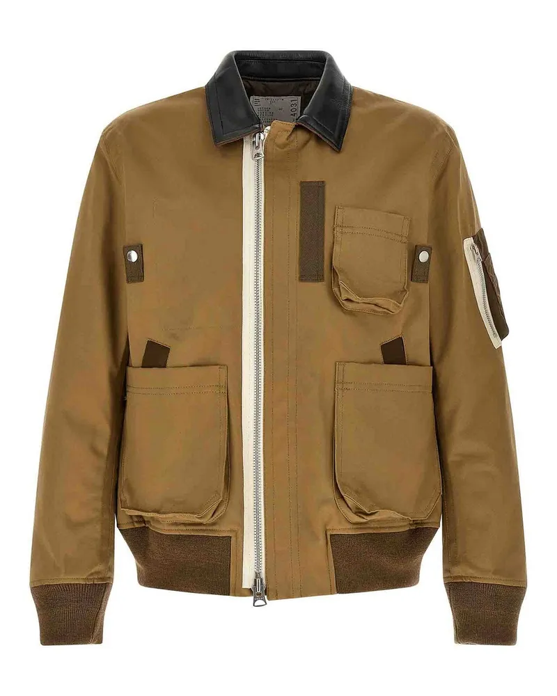 Sacai Ledermantel - Braun Braun