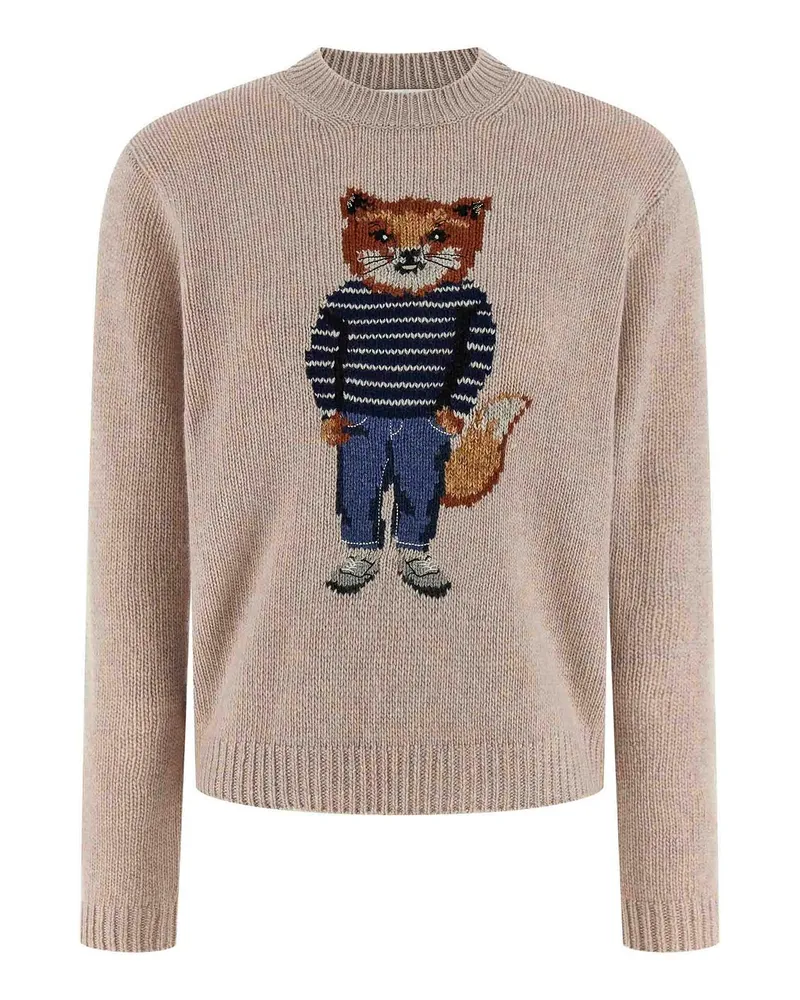 Kitsuné Rundhalspullover - Beige Beige