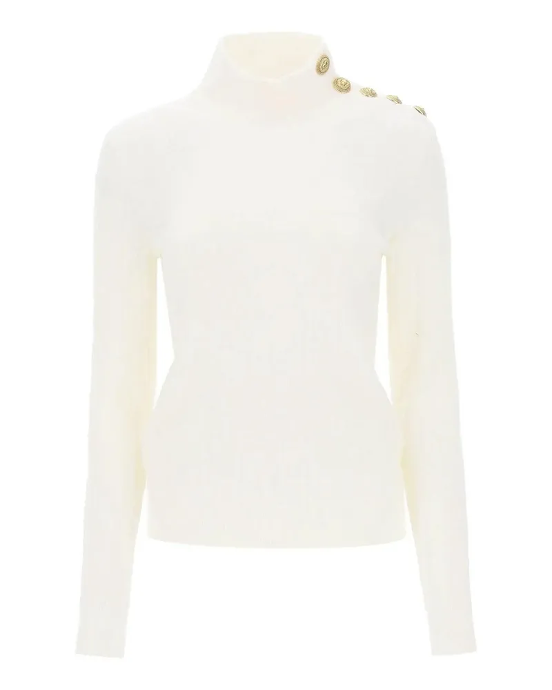 Balmain Rundhalspullover - Weiß Weiß