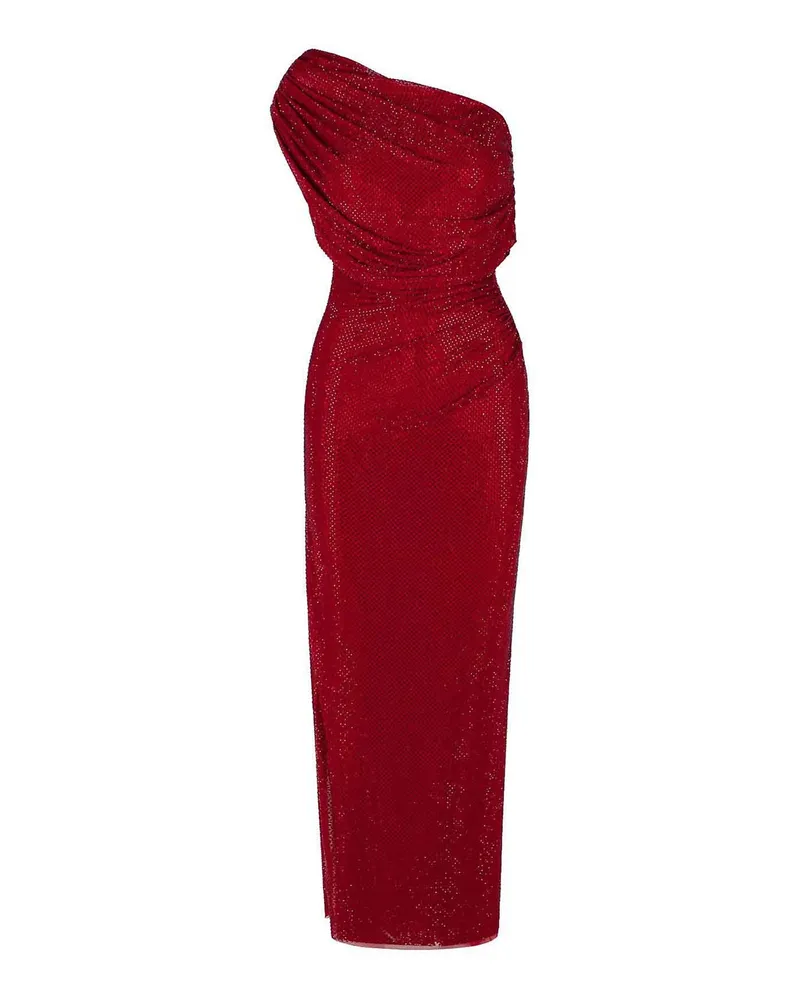 Self-Portrait Knielanges Kleid - Dunkelrot Dunkelrot