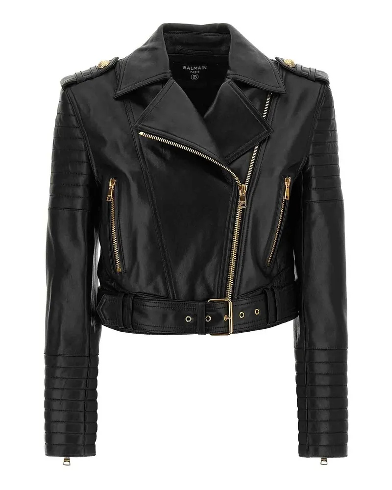 Balmain Lederjacke - Schwarz Schwarz