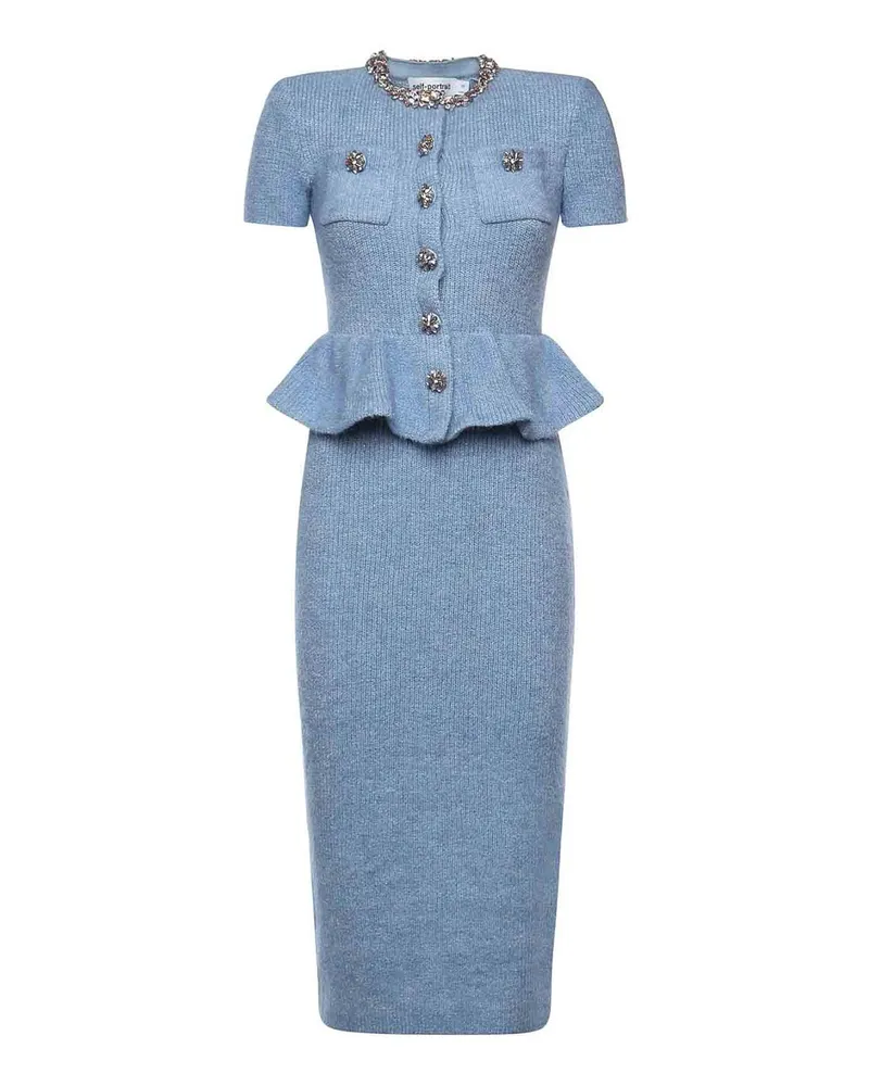 Self-Portrait Knielanges Kleid - Blau Blau