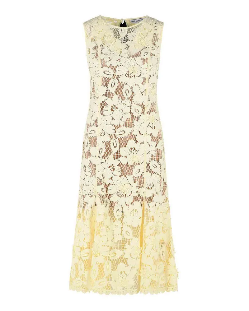 Self-Portrait Knielanges Kleid - Gelb Gelb