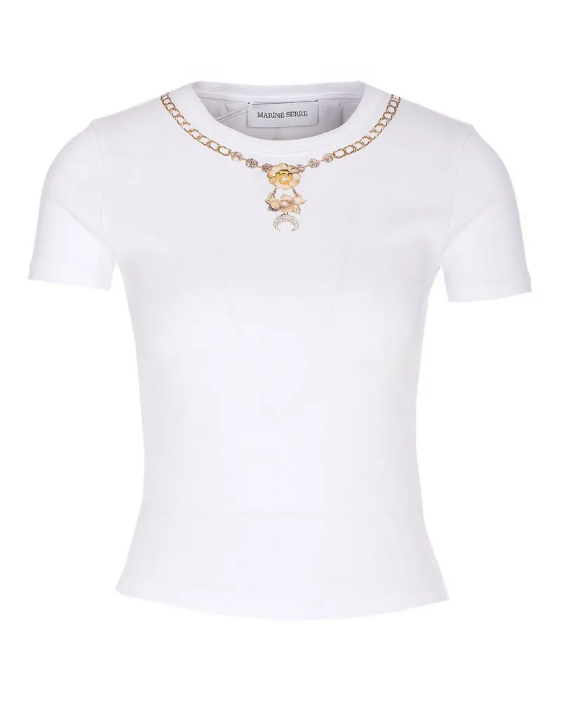 Marine Serre Rundhalspullover - Weiß Weiß