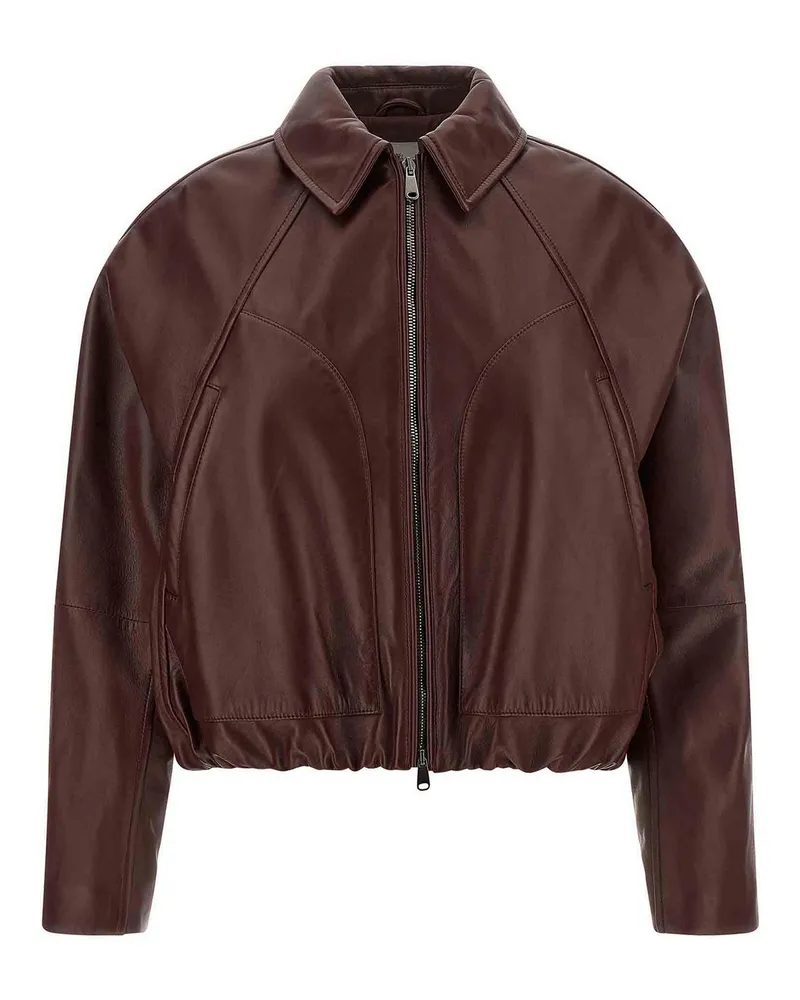 Brunello Cucinelli Lederjacke - Dunkelrot Dunkelrot