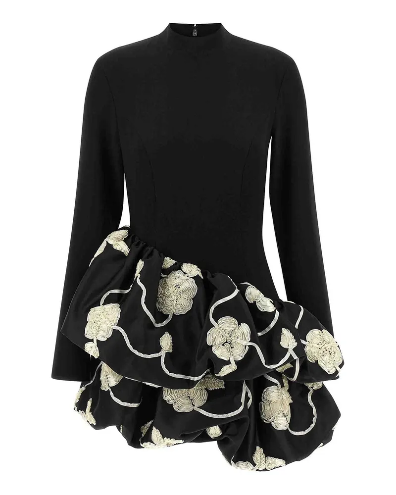 ROTATE Birger Christensen Knielanges Kleid - Weiß Schwarz