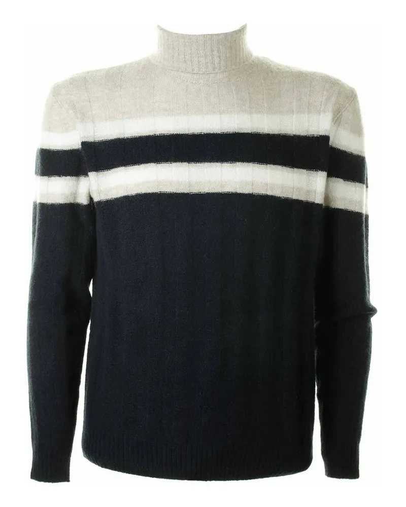 Eleventy Rollkragenpullover - Weiß Schwarz