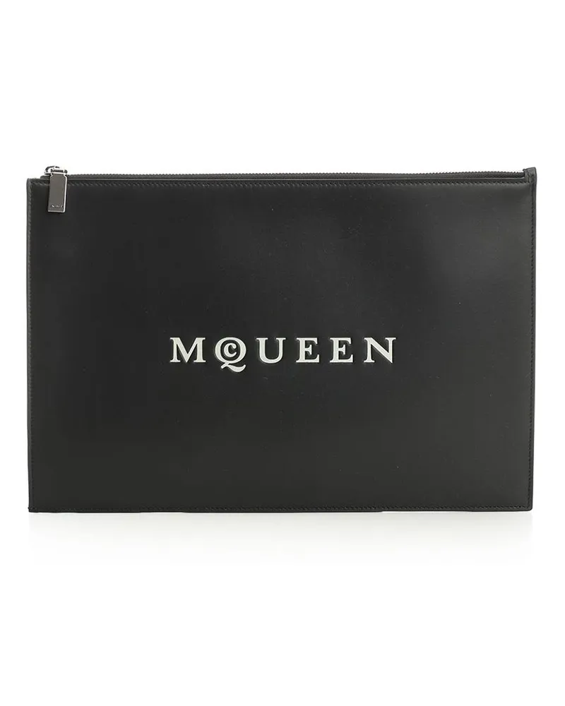 Alexander McQueen Ledermantel - Schwarz Schwarz