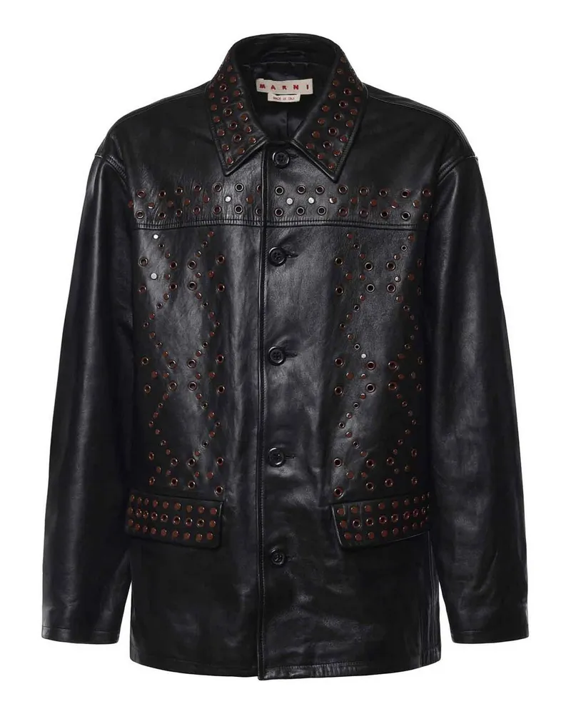 Marni Lederjacke - Schwarz Schwarz