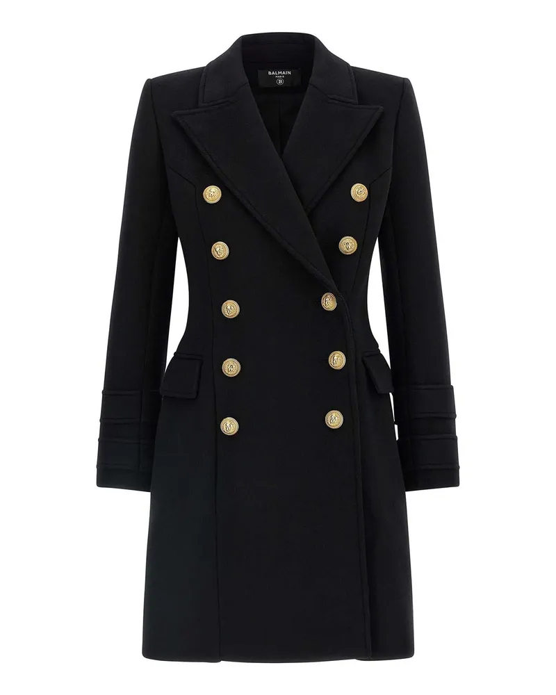 Balmain Kurzer Mantel - Schwarz Schwarz