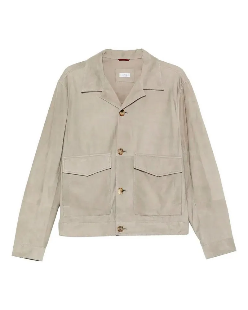 Brunello Cucinelli Lederjacke - Beige Beige
