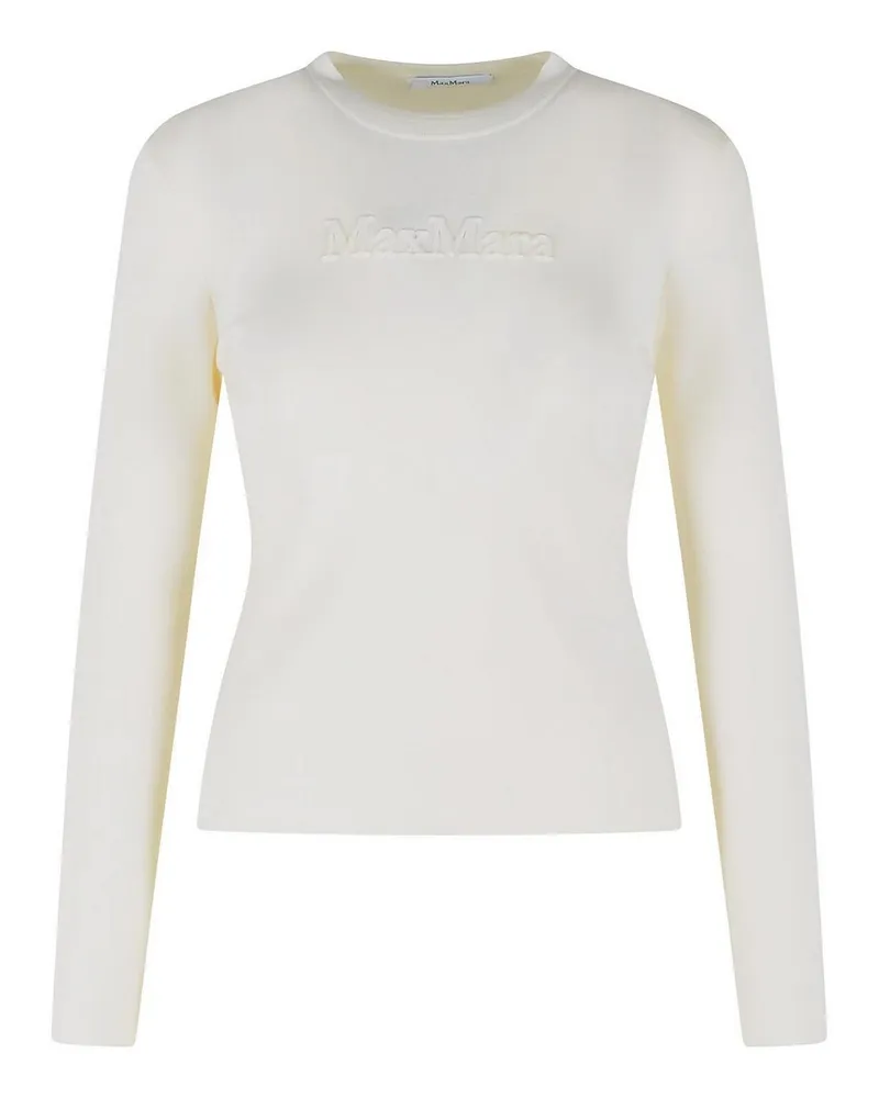 Max Mara Rundhalspullover - Weiß Weiß