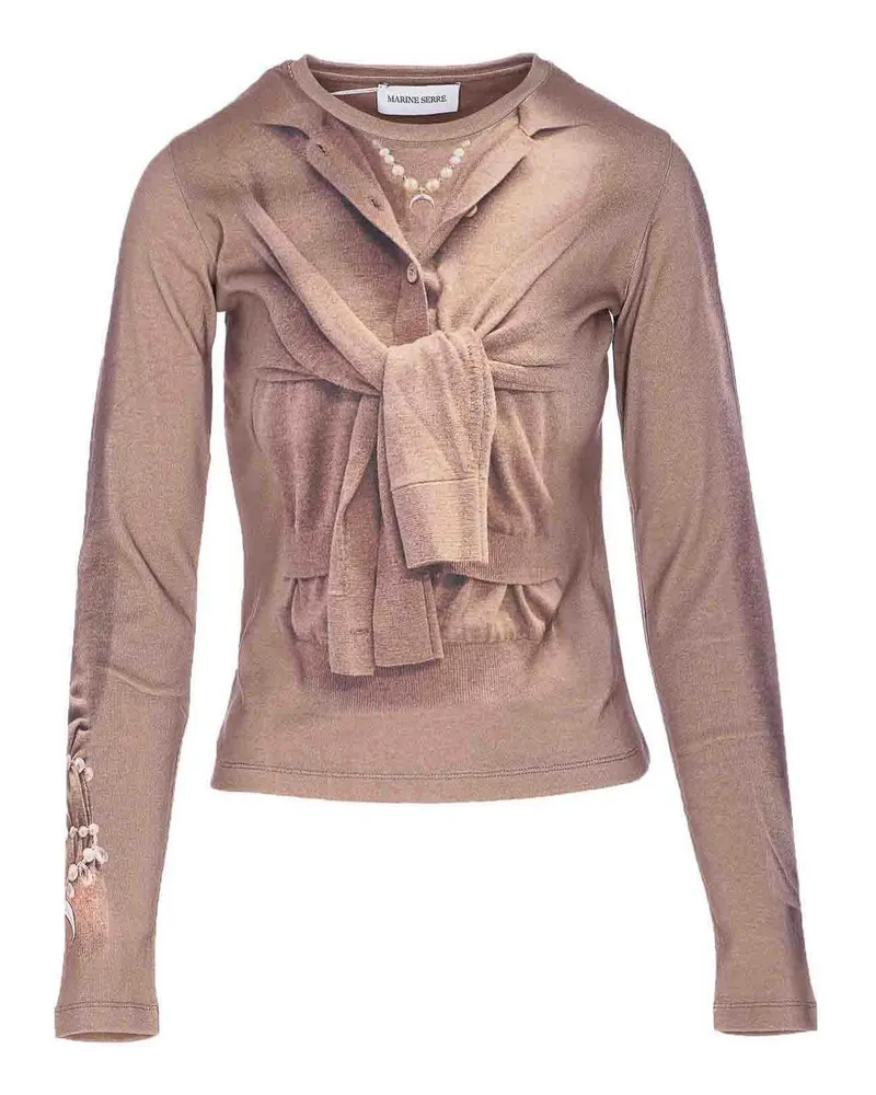 Marine Serre Rundhalspullover - Beige Beige