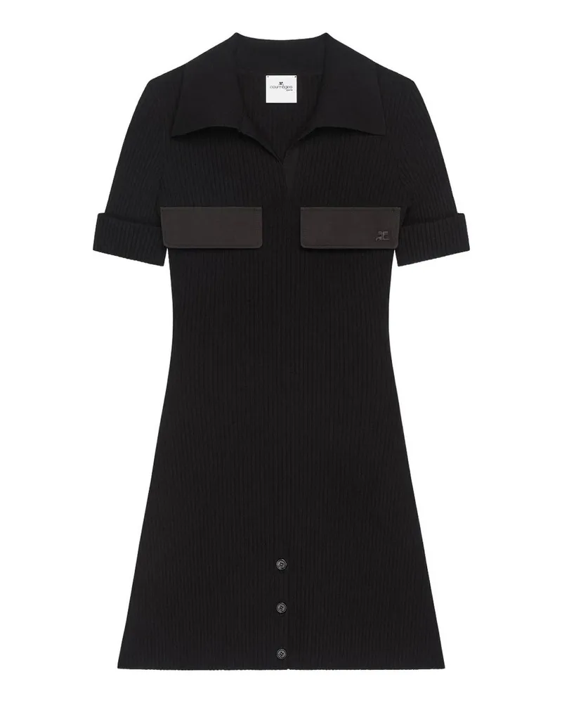 Courrèges Knielanges Kleid - Schwarz Schwarz