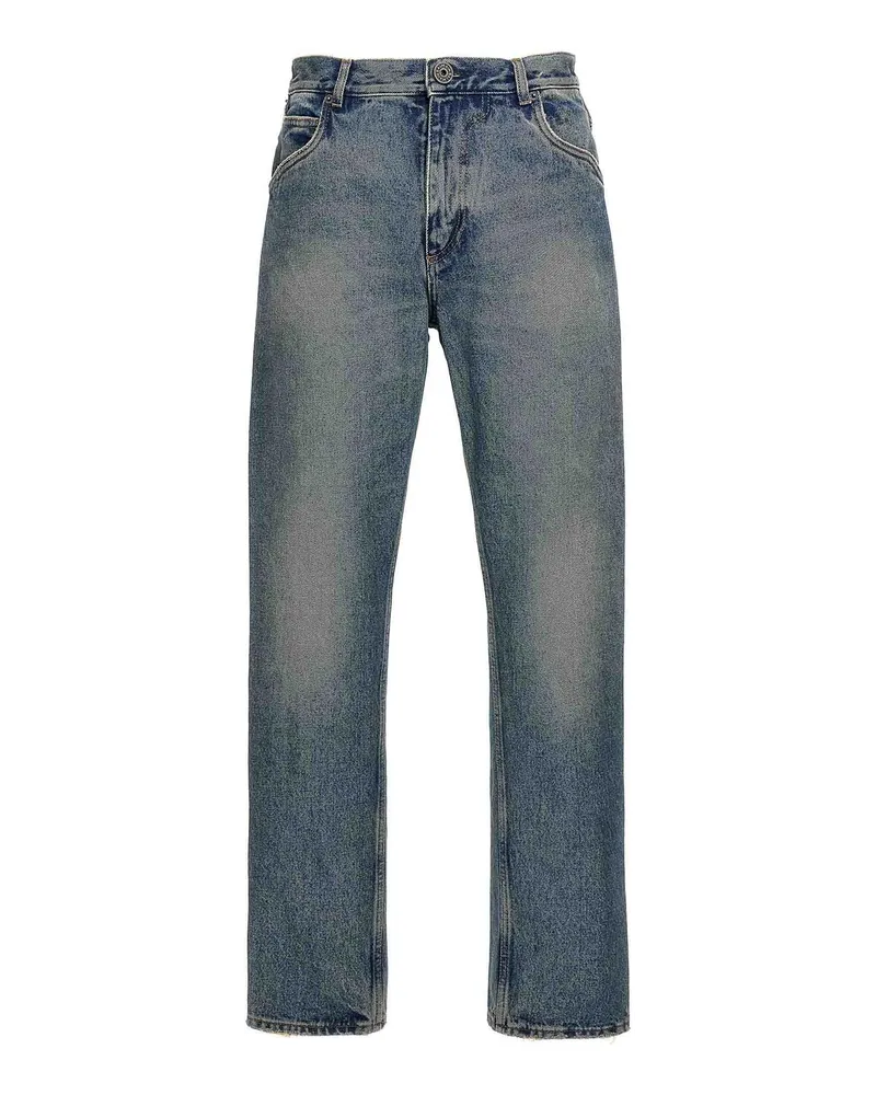 Balmain Straight Leg Jeans - Hellblau Hellblau