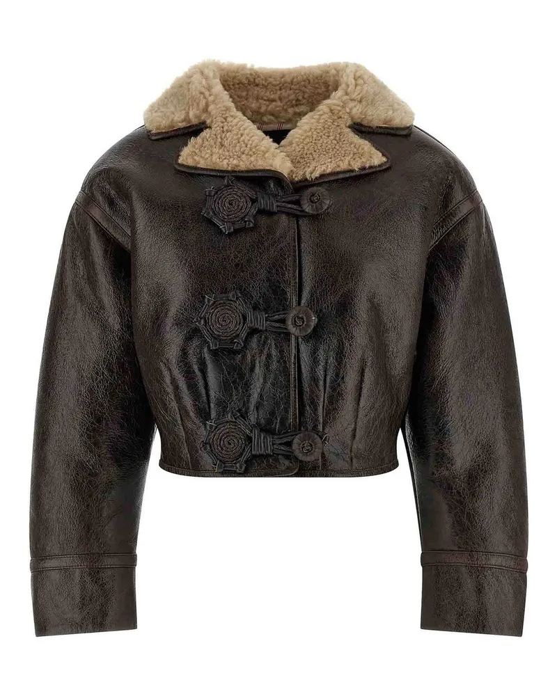 Etro Lederjacke - Braun Braun