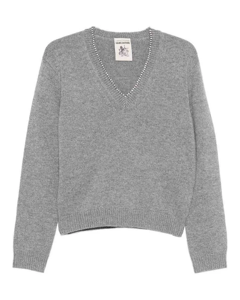 Semicouture V-Pullover - Grau Grau