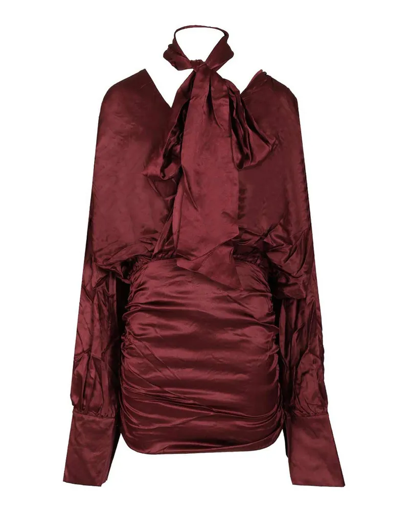 ROTATE Birger Christensen Knielanges Kleid - Dunkelrot Dunkelrot