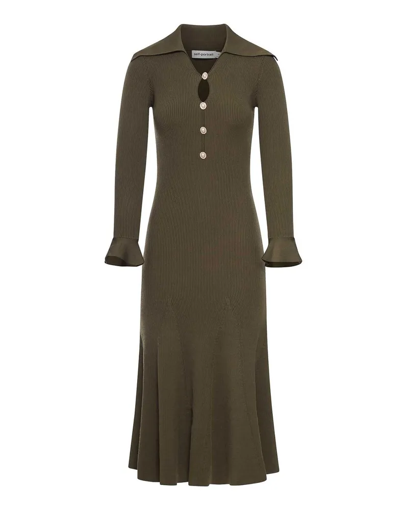 Self-Portrait Knielanges Kleid - Grün Grün