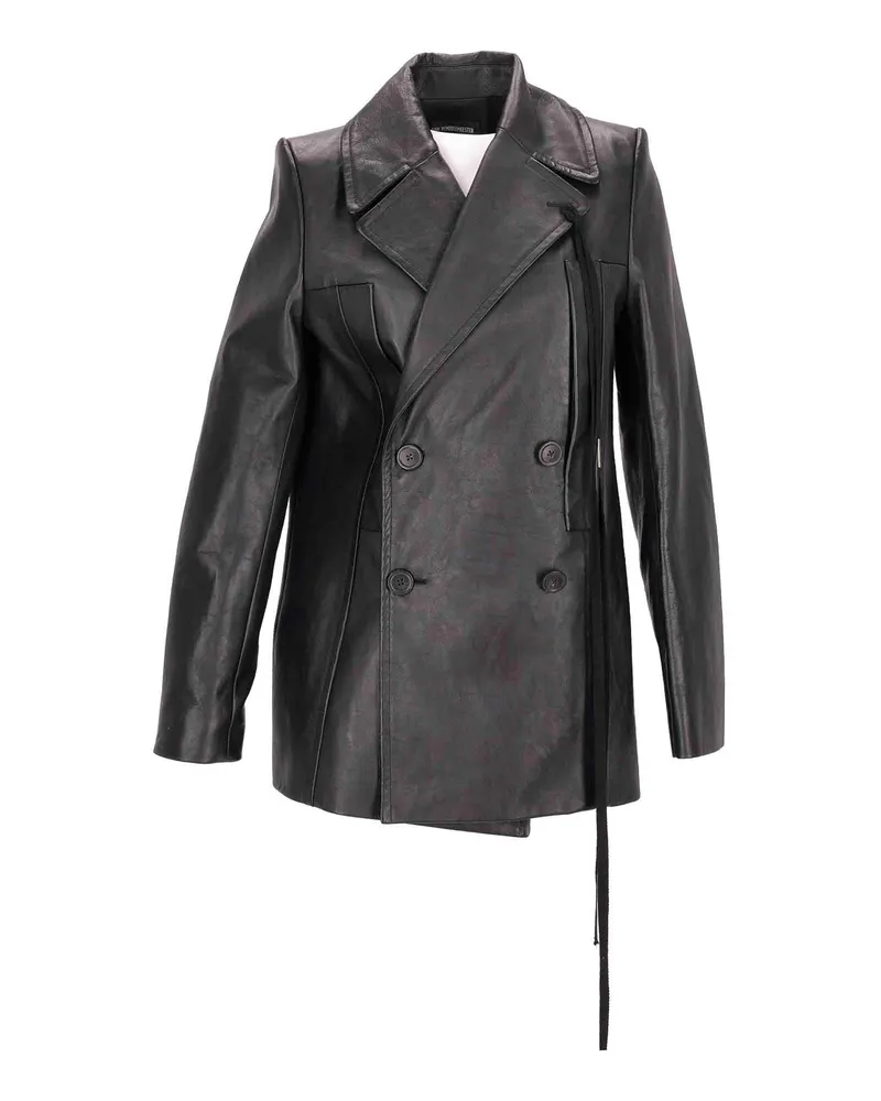Ann Demeulemeester Ledermantel - Schwarz Schwarz
