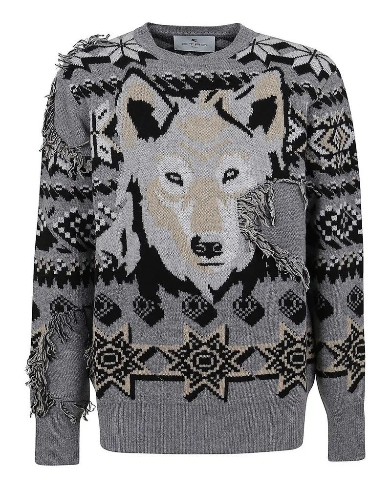 Etro Rundhalspullover - Grau Grau
