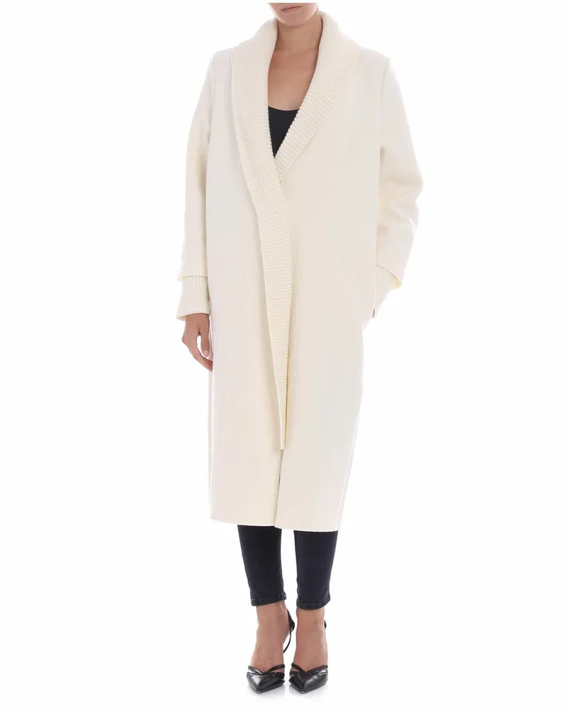 FUZZI Knielanger Mantel - Creme Creme