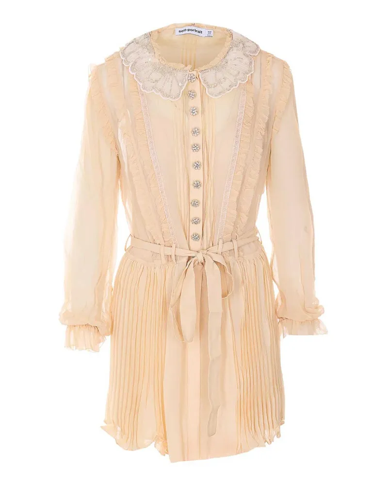 Self-Portrait Knielanges Kleid - Beige Beige