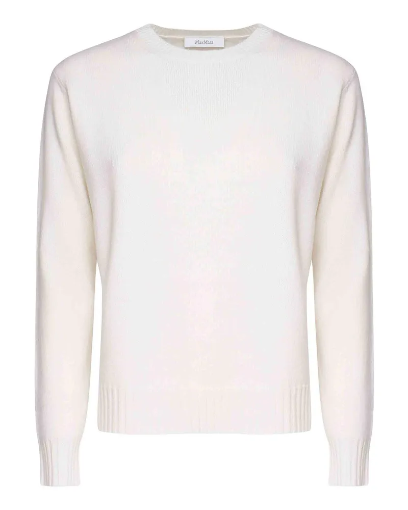 Max Mara Rundhalspullover - Weiß Weiß