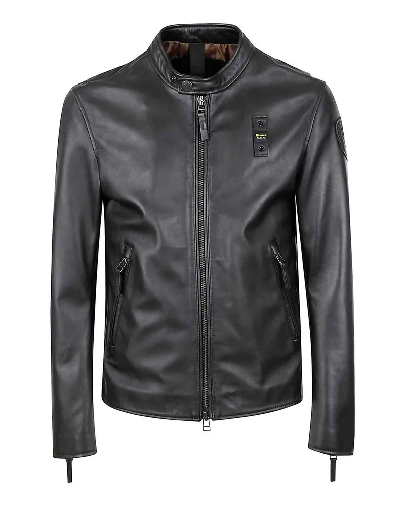 Blauer Knielanger Mantel - Schwarz Schwarz